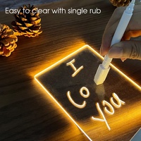 Tableau de notes en acrylique LED 3D veilleuse avec base de lampe noire 7 couleurs modifiables blanc acrylique effaçable écrire lampe cadeau de noël