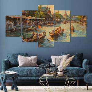 مخصص التقليدية التايلاندية العائمة ديكور السوق اللوحة الفنية مؤطرة طباعة لوحة متعددة حيوية اللوحة التايلاندية الثقافية ديكور الجدار - Product Image 2