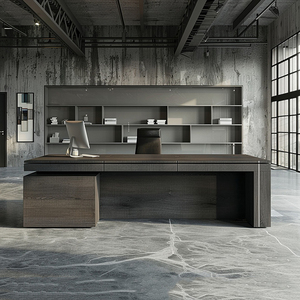 Bureau de direction moderne industriel, grand poste de travail de gestionnaire avec panneau de modestie pour les projets de bureaux d'entreprise - Product Image 1