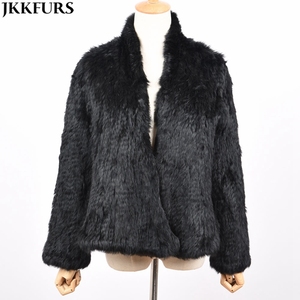 Cappotto in Vera Pelliccia di Coniglio di Alta Qualità per Donna, Giacca Invernale Calda e alla Moda - Product Image 5
