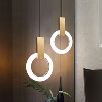 Lampes suspendues LED nordiques modernes Plafonniers pendants en anneau en acrylique pour salon et chambre à coucher Éclairage de lustre d'escalier de taille moyenne
