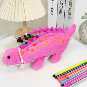 Schul briefpapier Box Benutzer definierte Dinosaurier Pelz Plüsch Bleistift Große Kapazität Lagerung Tier förmige Bleistift Taschen Mädchen Make-up Tasche - Product Image 5