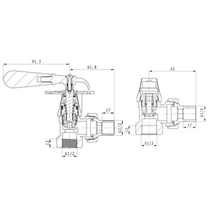 Ensemble de robinets thermostatiques angulaires classiques haut de gamme IVANCI en laiton 15 mm / 1/2'' pour appartement, contrôle précis de la température - Product Image 2