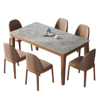 Table à manger en ardoise, style nordique minimaliste, pour petits appartements, rectangulaire, usage domestique, 4 places, chaises de salle à manger démontables