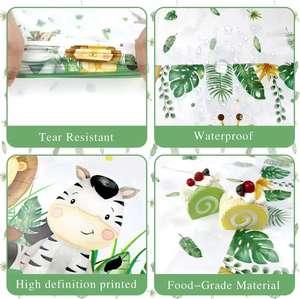 Juego de Mantel desechable estilo dibujos animados de animales de la selva vajilla de fiesta salvaje <span class=keywords><strong>para</strong></span> cumpleaños Baby Shower Ramadán y Acción de Gracias - Product Image 5