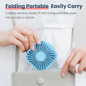 Hanging Neck <b>Mini</b> <b>Fan</b> LOGO Customization Cooling Small <b>Fan</b> Foldable Portable <b>USB</b> Rechargeable Handheld <b>Fan</b> with Makeup Mirror - Product Image 4