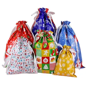 Рождественские конфеты Водонепроницаемый маленький мешочек с пользовательским логотипом шоппинг пластиковый подарок шнурок пластиковый пакет