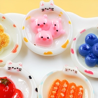 Jolie assiette jouet comestible pour chat, accessoires en résine, colle crème DIY, pinces à cheveux faites à la main, matériaux de décoration pour coques de téléphone, vente en gros