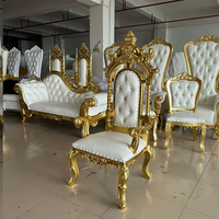 Chaise de trône royale blanche de luxe à haut dossier pour mariage, roi et reine, avec accoudoirs