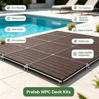 Kits de terrasse en bois composite WPC résistants aux intempéries et aux termites, revêtement de sol extérieur pour balcon, terrasse, jardin