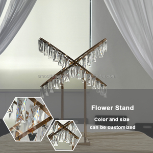 LEDA High-Sell Modern Party Event Decoration Gold Flower <b>Stand</b> Cross Shaped Metal <b>Backdrop</b> for Wedding - Product Image 4