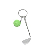 Cadeaux d'affaires en gros Mini golf créatif Club de golf en métal et balle porte-clés ensemble