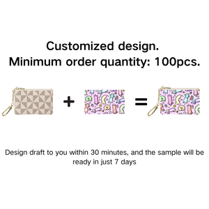 Low MOQ 100pcs Custom Logo Embossed PU Leather Coin Purse Private Label <strong>Mini</strong> Wallet <strong>Pouch</strong> with Keychain OEM/ODM Manufacturer - Product Image 2
