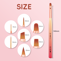 Ensemble professionnel de 7 pinceaux à ongles en acrylique hexagonaux dégradés roses pour la peinture au gel UV, le dessin et le traçage