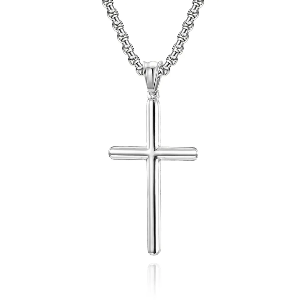 High Quality Stainless Steel Pray Cross Necklace Pendant Simple Solid Color Cross Pendant Necklace for Men and Women