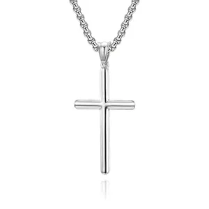 Hochwertige Edelstahl Pray Cross Halskette Anhänger Einfache einfarbige Kreuz Anhänger Halskette für Männer und Frauen