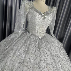 Robe de mariée élégante, robe de mariée ornée de sequins et de perles, robe de soirée en dentelle, robe de soirée Nigéria Lscm11 Jancember - Product Image 5