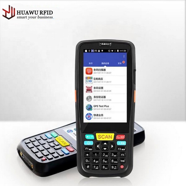 HUAWU Android Handheld Barcode Scanner Long Range Uhf Rfid Reader for Warehouse Management