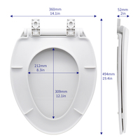 Couvercle de siège de toilette en plastique à fermeture silencieuse et en V avec logo personnalisé couvercle de siège de toilette de salle de bain PP allongé de style moderne