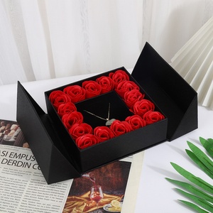 Valentine's Day Jewelry Gift <b>Box</b> Double Door Rectangular 16 Roses <b>Floral</b> Eternal Flower <b>Box</b> Holiday for Necklace Ring Bracelet - Product Image 4