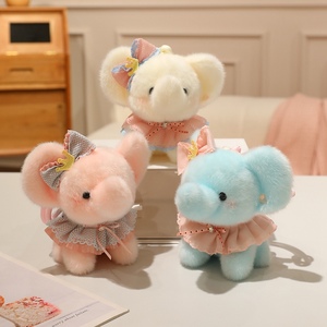 Llavero de Peluche de Elefante con Lazo y Vestido Floral de 16 CM, Colgante para Mochila, Regalo de Cumpleaños para Niñas, Souvenir del Zoológico - Product Image 1