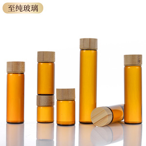 Botella de vidrio con tapa de bambú de 5-25 ml, cilindro a prueba de luz para envasado de especias - Product Image 2