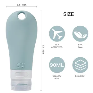 100ML Portable 4 en 1 Distributeur de cosmétiques de voyage étanche Ensemble de bouteilles de voyage en silicone rechargeables pour l'art