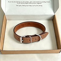 Collier pour chien en cuir véritable grainé classique vintage personnalisé OEM ODM, boucle en métal robuste, anneau en D, confortable et réglable