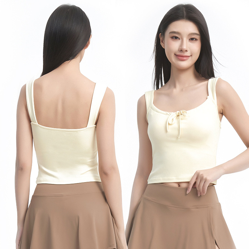 Customized Ladies Yoga Tank Top for Summer Lightweight Breathable Quick-Drying Fitness Top with Built-In Cup