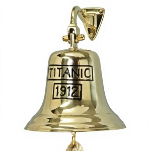 Sonnette murale en laiton au design nautique pour la décoration de la maison, dernière arrivée, cloches décoratives en forme de bateau Titanic, finition dorée - Product Image 1