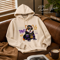 Sweat à capuche oversize personnalisé avec logo, 340 GSM, en polyester et coton, vierge, épais, style streetwear, en molleton bouclette uni