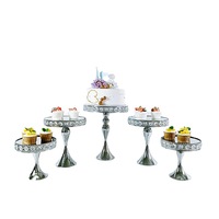 Support à gâteau 19 pièces, centre de table argenté pour mariage, décoration de fête