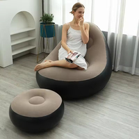 Fauteuil gonflable en peluche au design moderne, confortable et pliable, avec repose-pieds, pour les loisirs en extérieur
