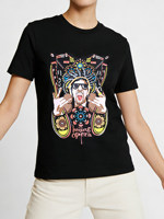 Kaus Asli Road Shanghai Peking Opera Hip Hop 119 Youth All-Cotton O-Neck Cetak Huruf Depan Kasual Uniseks Lengan Pendek