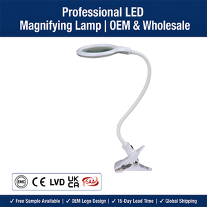 แว่นขยายแบบมีไฟ LED พร้อมที่ยึดแบบหนีบ ปรับได้ ใช้สำหรับงานเย็บผ้า งานทำโมเดล และงานในโรงงาน - Product Image 1