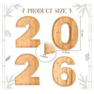 Wooden Digital <b>Tray</b> 20 Number Shape Decorative Serving <b>Tray</b> For Party <b>Snacks</b> Fruit Cheese Display - Product Image 2