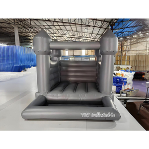 Château gonflable commercial gris moderne avec piscine à balles pour les locations de mariages et de fêtes de luxe - Product Image 2