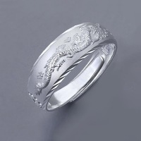 Bague pour homme classique en acier inoxydable plaqué argent, motif Dragon dominant Baifu Live Tide, ajustable