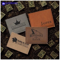Portefeuille Trifold en Similicuir Gravable au Laser 3" x 4" avec Gravure Laser Personnalisée