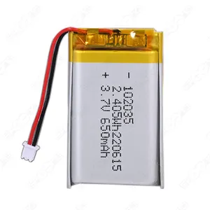 102035 3.7V Li Polymer Battery Cell 650mAh Lithium Ion Batteries Rechargeable For Personal Beauty Device