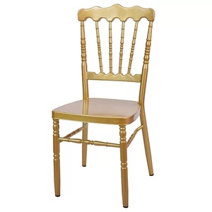 Chaises de décoration de mariage, chaise Napoléon de luxe dorée, chaise de mariage blanche, chaise de cérémonie de mariage en métal Napoléon - Product Image 1
