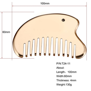Etichetta Laser personalizzata rame Gua Sha strumento per massaggiatore punto di digitopressione apparecchio per raschiare pettine per massaggio del cuoio capelluto in ottone - Product Image 5