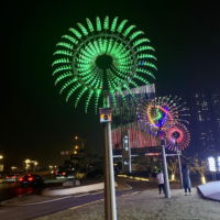 Sculpture Cinétique à Mouvement Perpétuel/Art Cinétique à Vent Extérieur avec Éclairage LED RVB Personnalisable