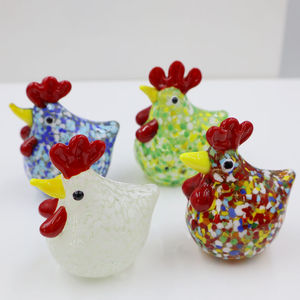 Grosir kustom berwarna tangan ditiup <span class=keywords><strong>Murano</strong></span> Lampwork kaca kerajinan miniatur Ayam Jantan Ayam figur Paskah dekorasi rumah - Product Image 1