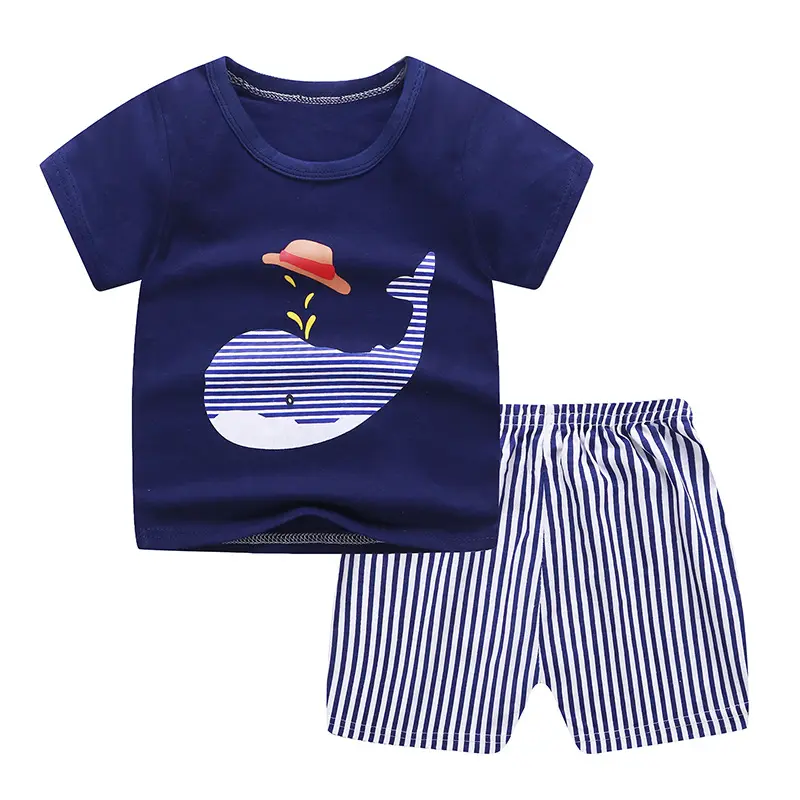 Hot Sale Summer Children's Clothing Sets 100 Different Design Baby Boy Clothing Sets 2pcs T-shirt kids summer clothing