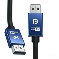 Câble DP 1.4 32,4 Gbps 8K 60Hz UHD plaqué or mâle-mâle pour moniteur, téléviseur, PC, ordinateur portable, projecteur, jeux