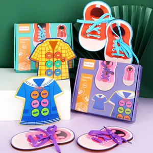 新的设计蒙太梭利儿童益智玩具服装鞋带和缝制纽扣学习生活斯皮鞋玩具