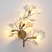 Lampe murale nordique en forme de feuille de Ginkgo, lumière minimaliste à 3 couleurs pour chambre à coucher, salon