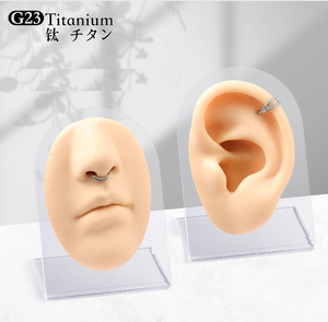 Boucles d'oreilles en alliage de titane F136 à double rangée de zircon, anneau de nez, pince de nez, accessoires de piercing, fermeture à pression, bande de nez en zircon, tendance - Product Image 6