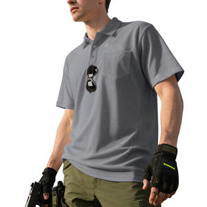 Df-115 Men's Summer Quick Dry Tactical <b>Polo</b> <b>Shirt</b> Gray Short Sleeve <b>With</b> <b>Pocket</b> For Outdoor Leisure Wear - Product Image 1
